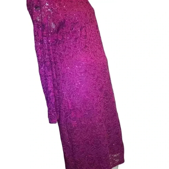 Marina Fuchsia Pink Lace Long Sleeve Dress size 16W. - Picture 6 of 12